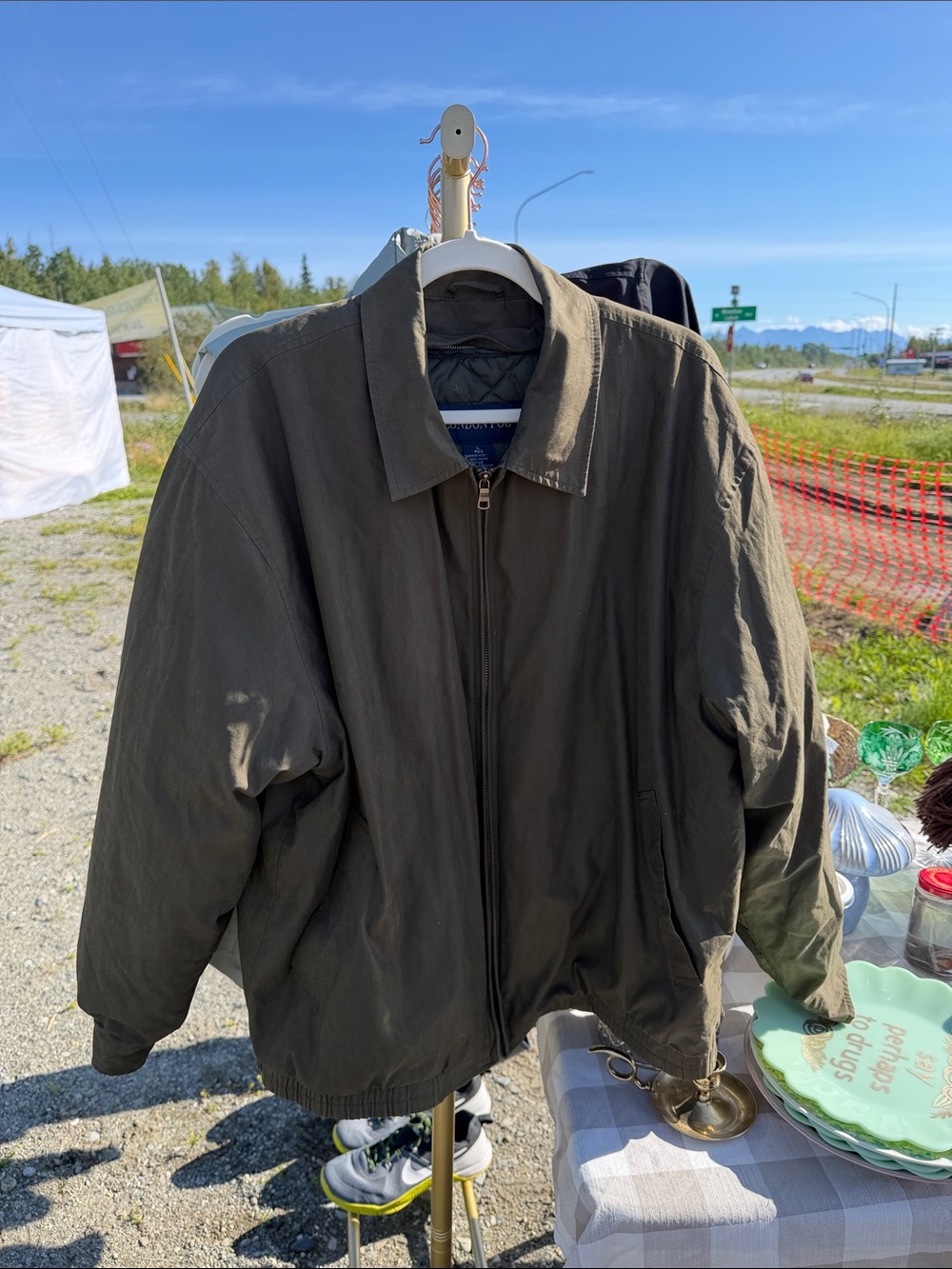London Fog Olive Zip-Up Bomber Jacket